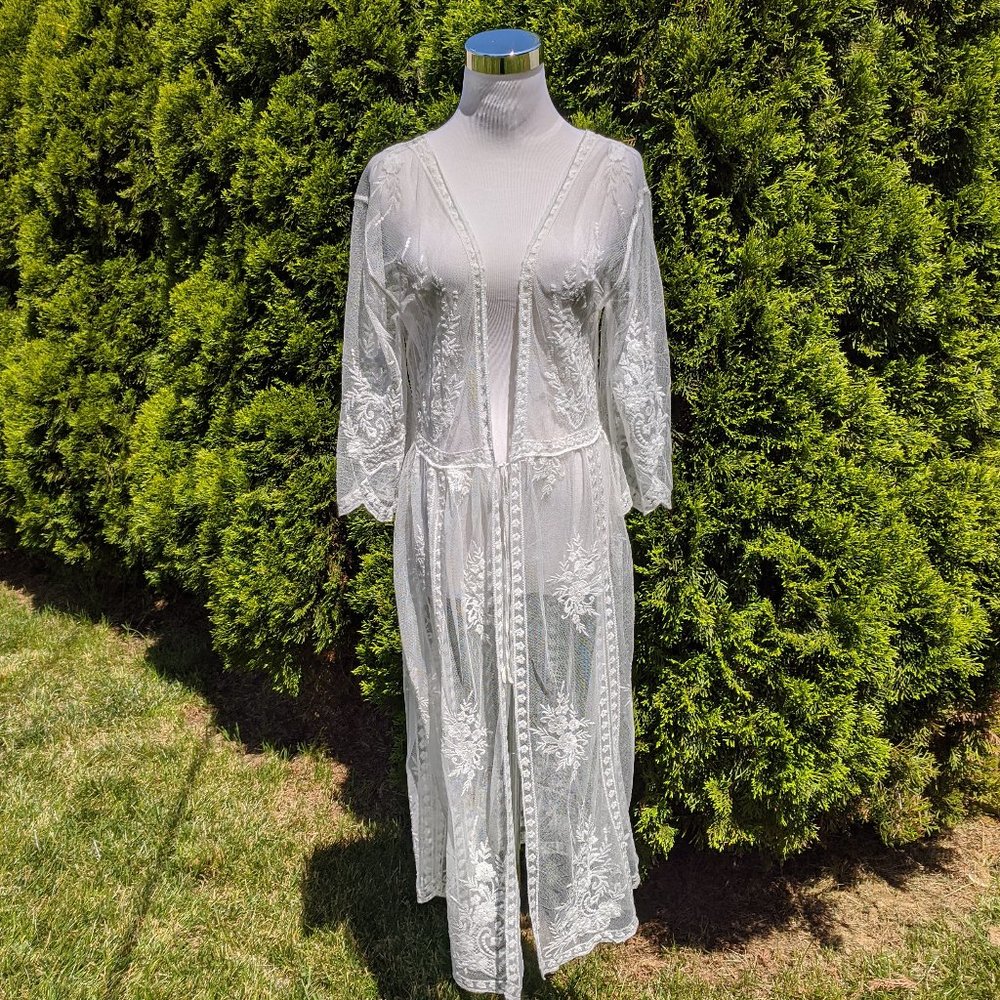 Floral Embroidered Lace Kimonon Cardigan